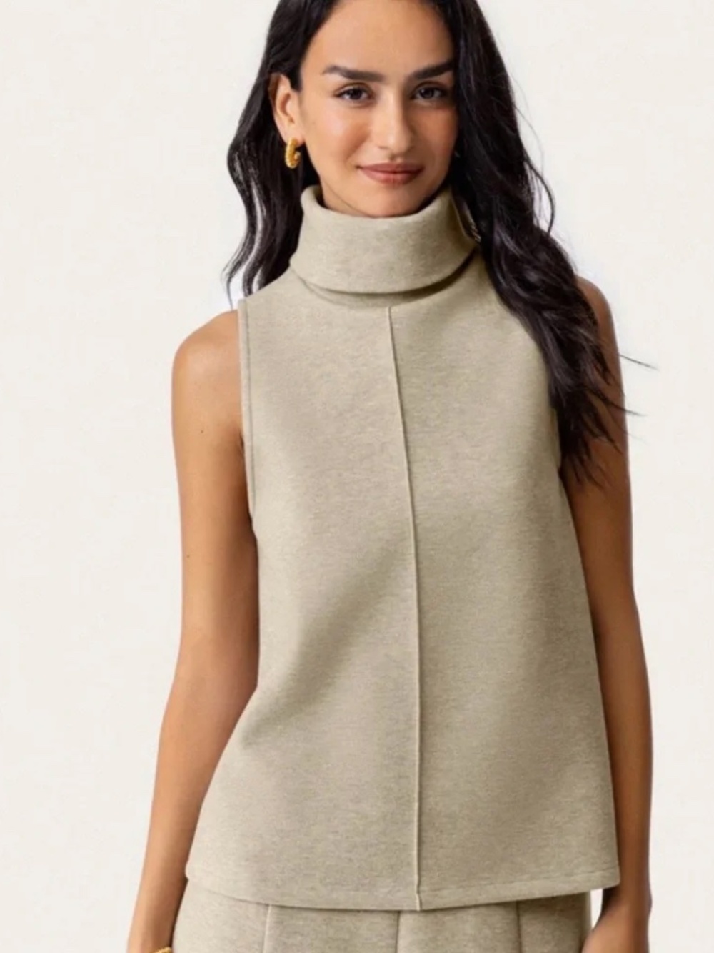 OGL Heather Oatmeal Sleeveless Turtleneck